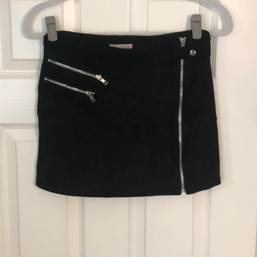 Black velvet mini skirt